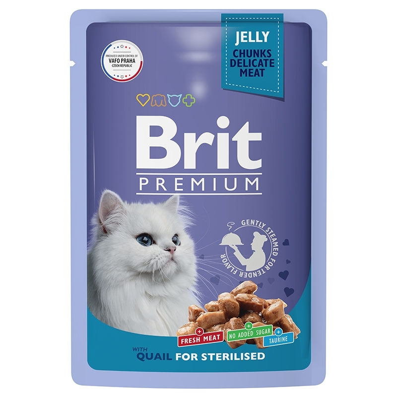 Brit Premium Quail Sterilized Пауч для стерилизованных кошек перепелка в желе 85г
