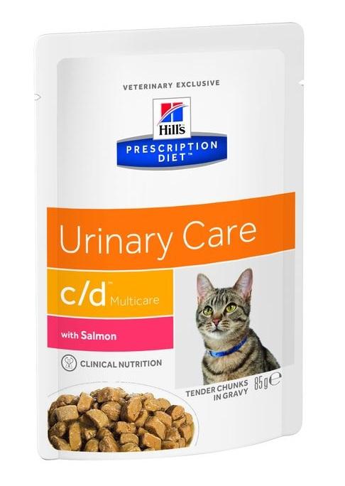Hill's c/d Urinary Care Multicare Диета для кошек здоровья мочевыводящих путей 85г (лосось,пауч)