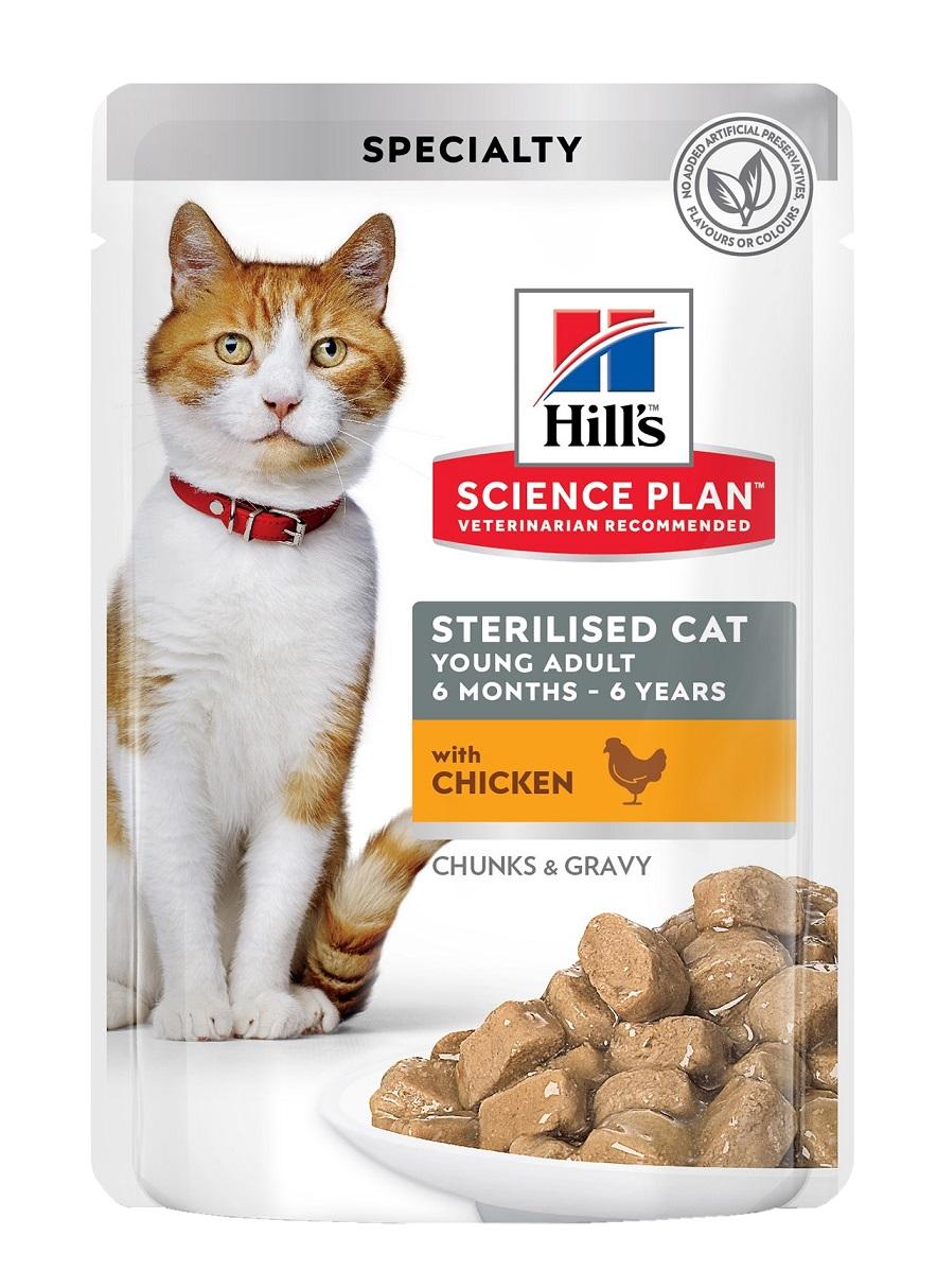 Hill's Sterilised Cat Young Adult Для стерилизованных молодых кошек 85г (пауч,курица)