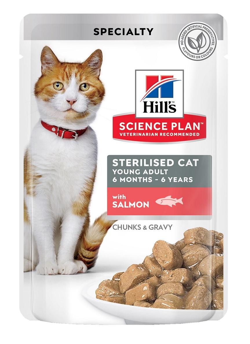 Hill's Sterilised Cat Young Adult Для стерилизованных молодых кошек 85г (пауч,лосось)
