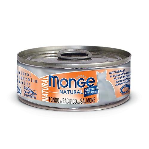 Monge Cat Natural Консервы для кошек тихоокеанский тунец с лососем 80г