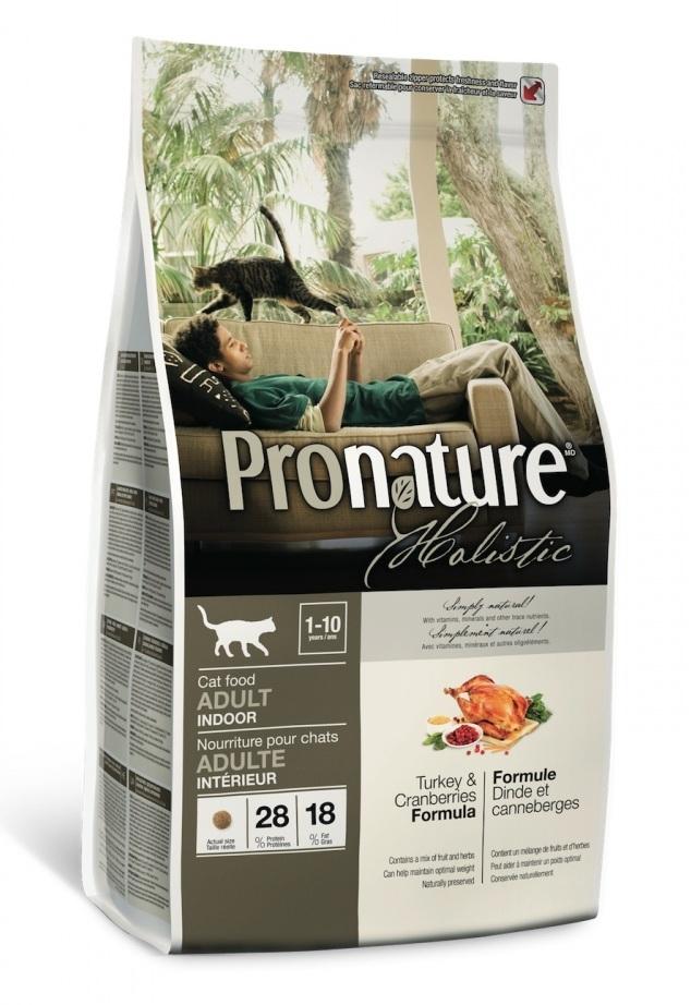 PRONATURE Holistic Для взрослых домашних кошек, индейка и клюква 340г