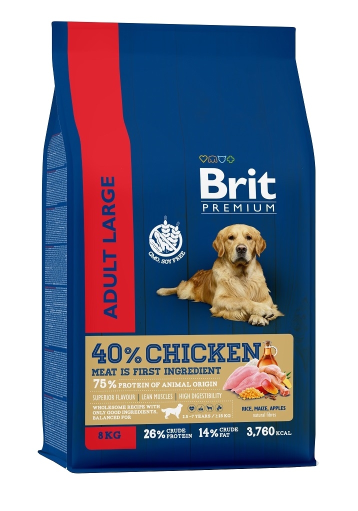 Brit Premium Dog Adult Large с курицей для взрослых собак крупных пород 3кг