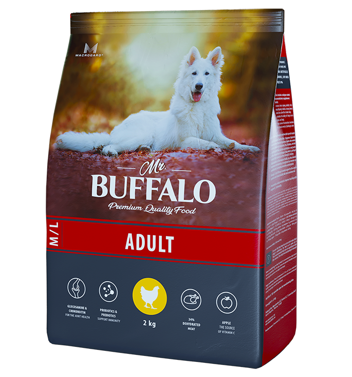 Mr.Buffalo ADULT M/L 2кг (курица) для собак средних и крупных пород