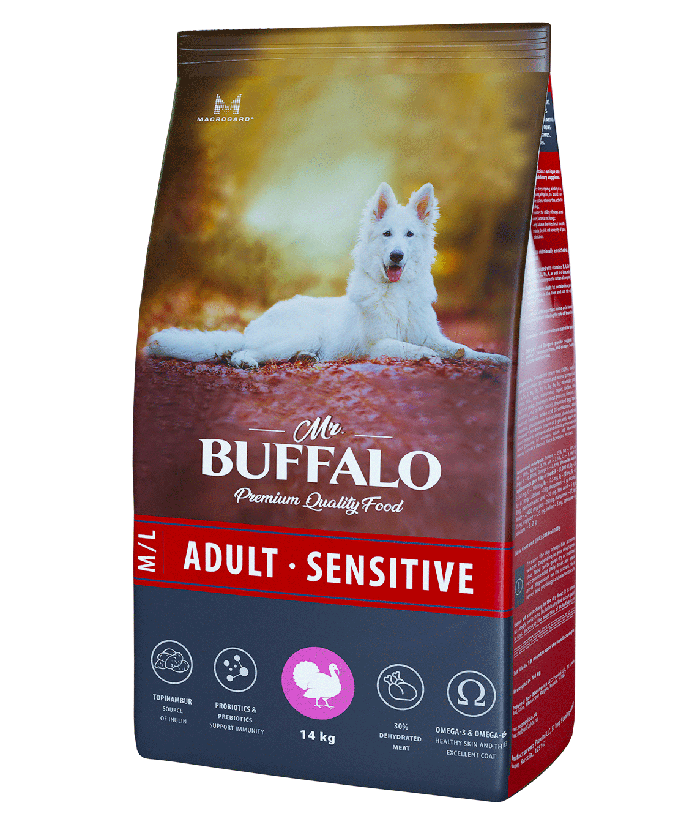 Mr.Buffalo ADULT M/L SENSITIVE 14кг (индейка) для собак средних и крупных пород