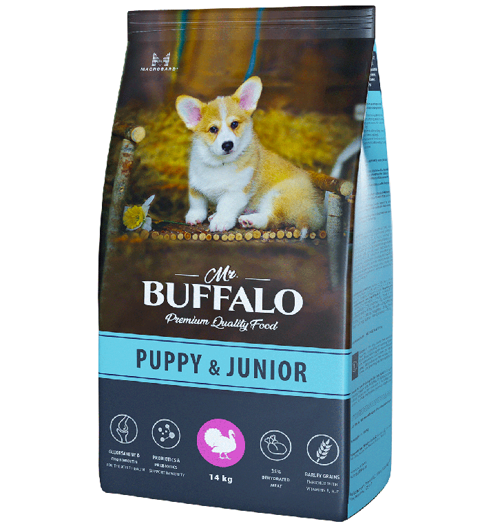 Mr.Buffalo PUPPY & JUNIOR 14кг (индейка) для щенков и юниоров