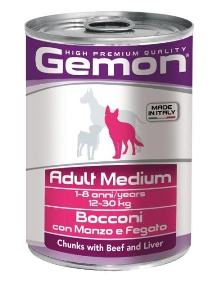 Gemon Dog Medium Консервы для собак средних пород кусочки говядины с печенью 415г