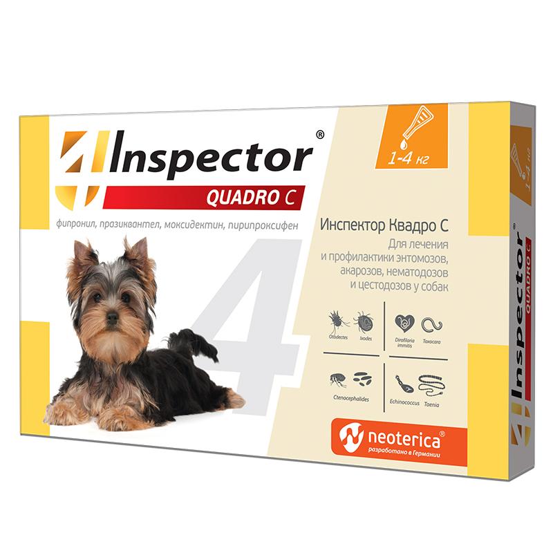 Inspector Капли от внешних и внутренних паразитов для собак 1-4кг