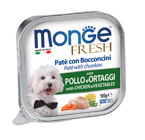 Monge Dog Fresh Консервы для собак Нежный паштет из курицы с овощами 100г 