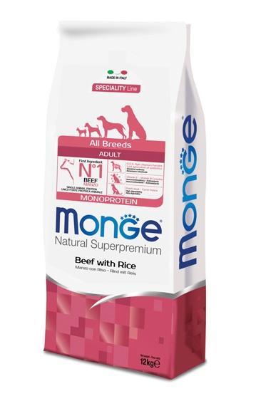 Monge Dog Monoprotein All Breeds Beef and Rice Корм для собак всех пород говядина с рисом 12кг