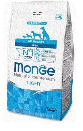 Monge Dog Speciality Light Корм для собак всех пород низкокалорийный 2,5кг (лосось, рис)