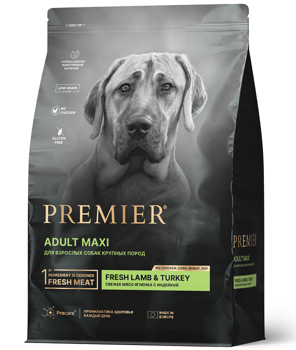 Premier Dog Lamb&Turkey ADULT Maxi (Свежее мясо ягненка с индейкой для собак крупных пород) 10кг