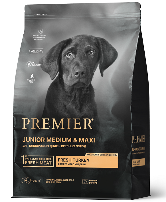 Premier Dog Turkey JUNIOR Medium&Maxi (Свежее мясо индейки для юниоров средних и крупных пород) 10кг