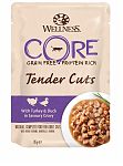 Wellness Core Tender Cuts Консервы для кошек c кусочками индейки и утки в пикантном соусе 85г (пауч)