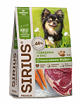 Sirius Сухой корм премиум класса для взрослых собак малых пород, говядина и рис 10кг
