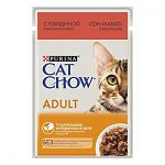 Cat Chow Влажный корм для кошек старше 1 года говядина и баклажаны в желе 85г (пауч)