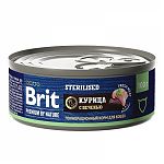 Brit Premium by Nature консервы с мясом курицы и печенью для стерилизованных кошек 100г