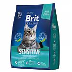 Brit Premium Cat Sensitive Корм для кошек с чувствительным пищеварением, с ягненком 400г 