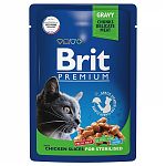 Brit Premium Chicken Slice Sterilized Влажный корм для стерилизованных кошек с курицей 85г (пауч) 