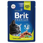 Brit Premium Lamb and Beef Sterilized Влажный корм для стерилизованных кошек с ягненком и говядиной в соусе 85г (пауч)