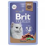 Brit Premium Poultry Пауч для взрослых кошек ассорти из птицы в желе 85г