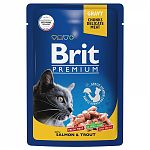 Brit Premium Salmon & Trout Влажный корм для кошек с лососем и форелью 85г. (пауч)