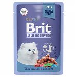 Brit Premium Veal Chuncks and Carrots for Kitten Пауч для котят Телятина с Морковью в желе 85г