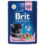 Brit Premium White Fish Chunks for Kitten Влажный корм для котят с кусочками белой рыбы в соусе 85г. (пауч)