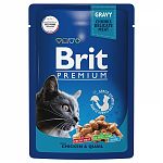Brit Premium with Chicken and Quail Влажный корм для кошек, цыпленок и перепелка в соусе 85г. (пауч)