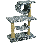 Комплекс для кошек, цв.мех, 2-х этаж.труба+гамак Зооник (700х400х900) арт.22036