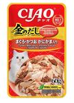 INABA Kinnodashi Тунец Магуро и тунец Кацуо с крабом сурими, консервы для кошек (60г, пауч)