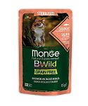 Monge BWild GF Sterilised Bocconcini Salmone Пауч из лосося с креветками и овощами для стерилизованных кошек 85г.