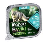 Monge BWild GF Adult Paté terrine Merluzzo Консервы из трески с овощами для взрослых кошек 100г