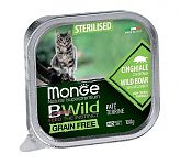 Monge BWild GF Sterilised Paté terrine Cinghiale Консервы из мяса кабана с овощами для стерилизованных кошек 100г