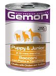 Gemon Dog Puppy & Junior Консервы для щенков кусочки курицы с индейкой 415г