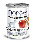 Monge Dog Monoproteico Fruits Паштет для собак из кролика с рисом и яблоками 400г