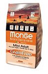 Monge Mini Adult Dog Grain Free Беззерновой корм для собак мелких пород 2,5кг (утка,картофель)