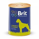 Brit Pemium Beef & Heart Консервы для взрослых собак всех пород с говядиной и серцем 850г.