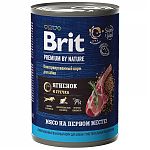 Brit Premium by Nature консервы с ягненком и гречкой для взрослых собак всех пород с чувствительным пищеварением 410г