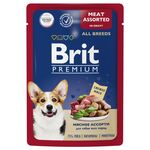 Brit Premium Пауч мясное ассорти в соусе для взрослых собак всех пород 85г
