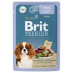 Brit Premium Пауч телятина с зеленым горошком в соусе для взрослых собак мини-пород 85г