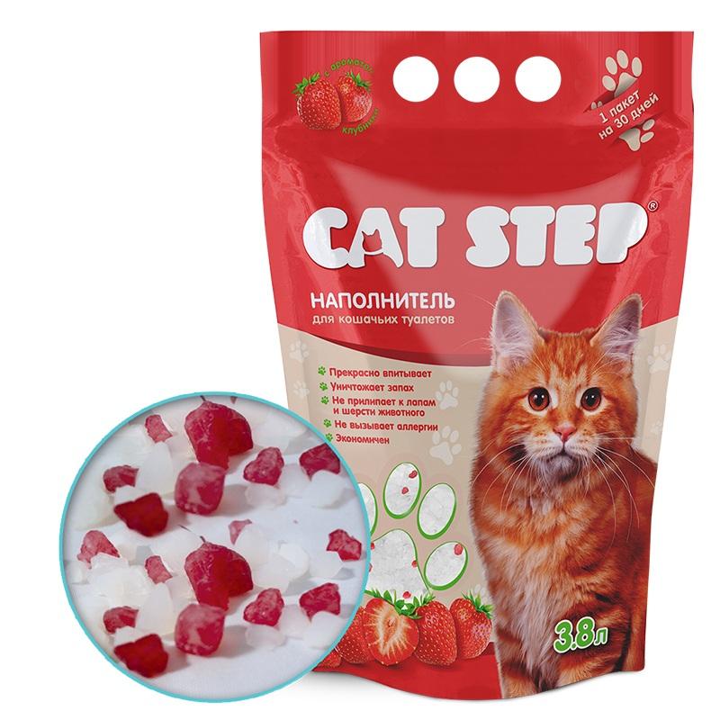 Cat Step силикагелевый с ароматом клубники 3,8л