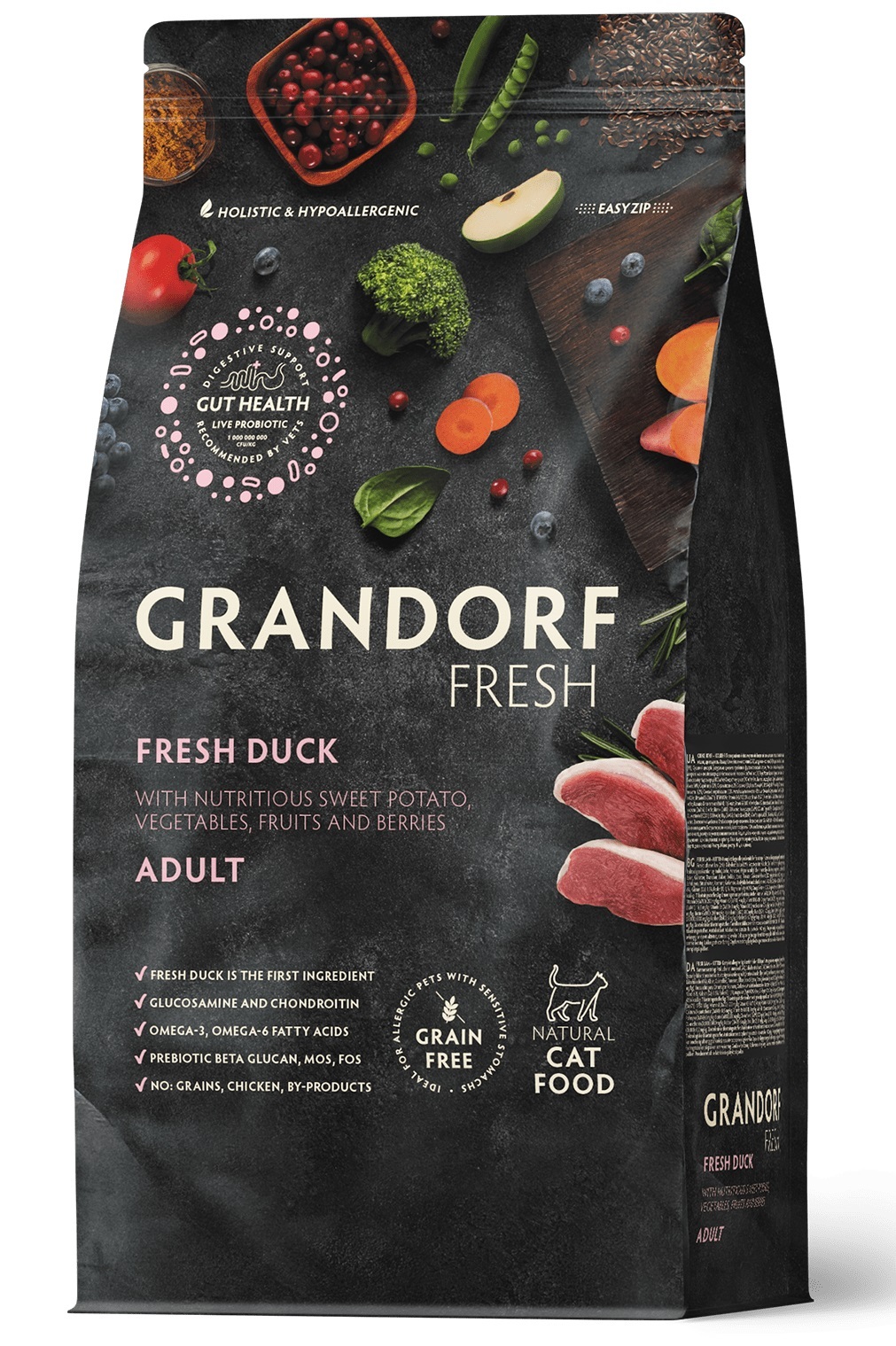 GRANDORF FRESH CAT Duck  Утка с бататом для взрослых кошек, диетическая формула для особо аллергичных кошек 400г