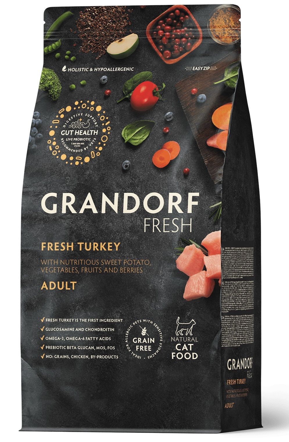 GRANDORF FRESH CAT Turkey Индейки с бататом для взрослых кошек, диетическая формула 2кг
