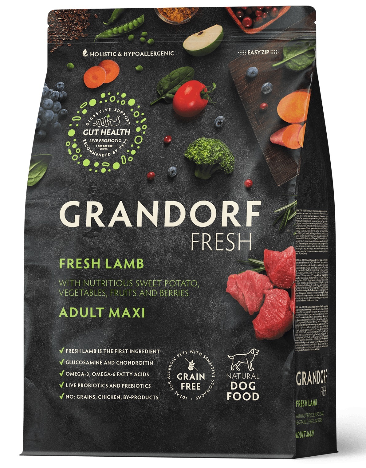 GRANDORF FRESH DOG Lamb MAXI Ягненок с бататом для взрослых собак крупных пород, чувствительное пищеварение 3кг