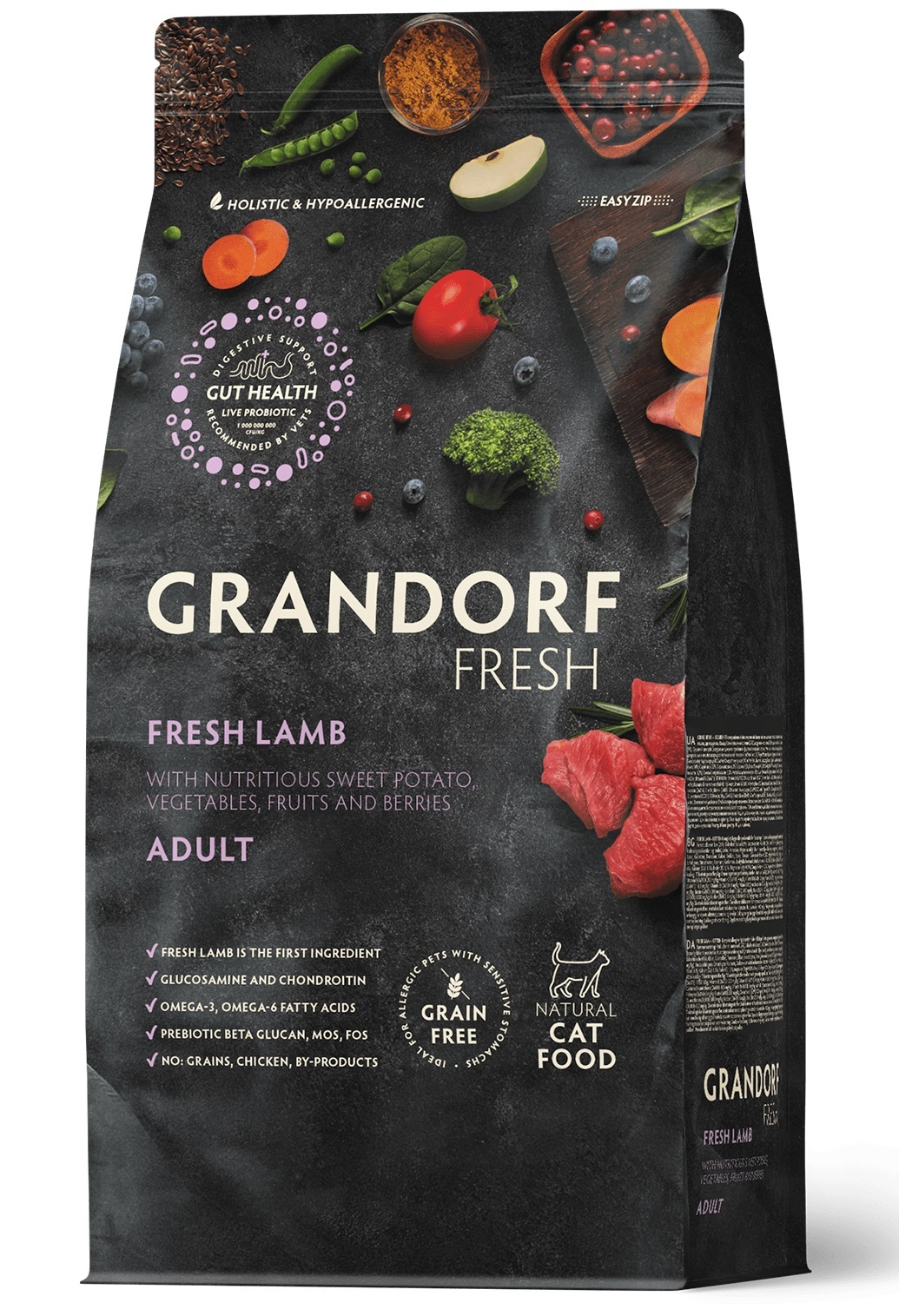 GRANDORF FRESH CAT Lamb Ягненок с бататом для взрослых кошек, чувствительное пищеварение или склонность к аллергии 400г 