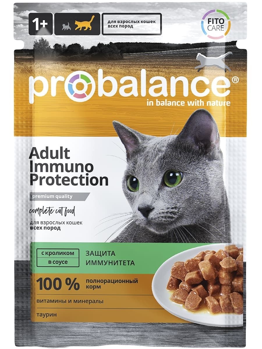 ProBalance Adult Cat Immuno Protection Влажный корм для кошек всех пород, с кроликом 85г. (пауч)