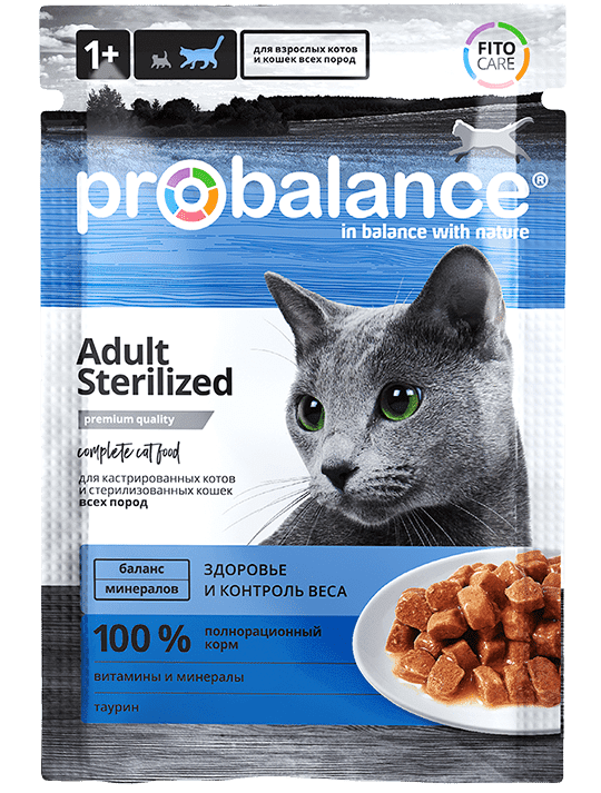 ProBalance Adult Cat Sterilized Влажный корм для кастрированных и стерилизованных котов и кошек 85г (пауч)