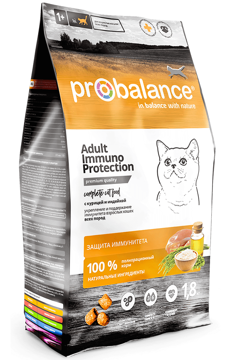 ProBalance Adult Immuno Protection Сухой корм для взрослых кошек, с курицей и индейкой 1,8кг