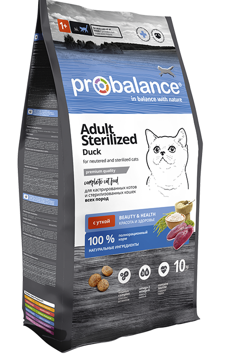 ProBalance Adult Sterilized Duck Сухой корм для кастрированных котов и стерилизованных кошек, с уткой 10кг